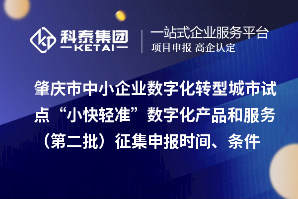 肇慶市中小企業數字化轉型城市試點“小快輕準”數字化產品和服務（第二批）征集申報時間、條件要求、扶持獎勵