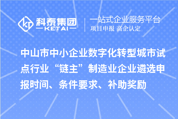 中山市中小企業數字化轉型城市試點行業“鏈主”制造業企業遴選申報時間、條件要求、補助獎勵