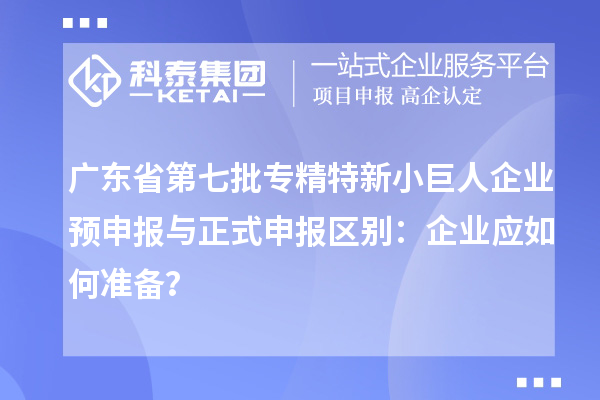 廣東省第七批專精特新小巨人企業預申報與正式申報區別：企業應如何準備？