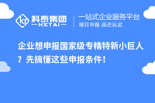 企業想申報國家級專精特新小巨人？先搞懂這些申報條件！