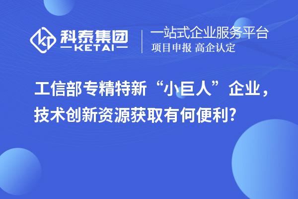 工信部專精特新 “小巨人” 企業，技術創新資源獲取有何便利?