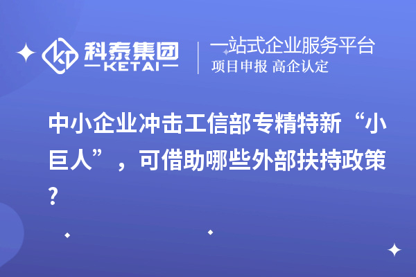 中小企業沖擊工信部專精特新 “小巨人”，可借助哪些外部扶持政策?