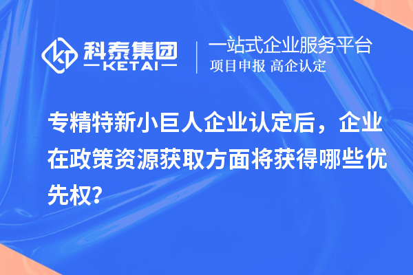 專精特新小巨人企業認定后，企業在政策資源獲取方面將獲得哪些優先權？
