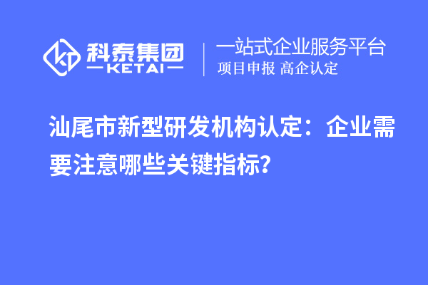 汕尾市新型研發機構認定：企業需要注意哪些關鍵指標？