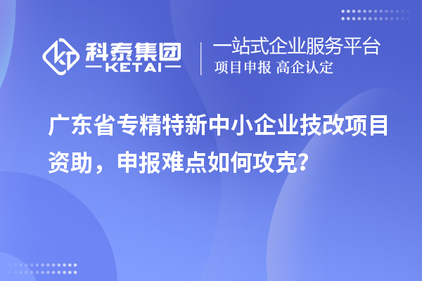 廣東省專精特新中小企業技改項目資助，申報難點如何攻克？