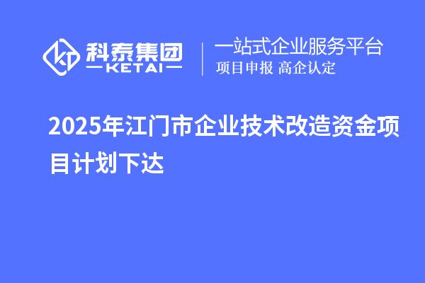 2025年江門市企業技術改造資金項目計劃下達