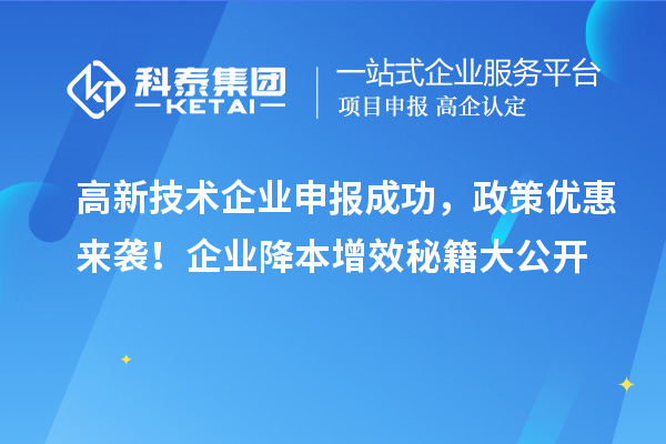 高新技術企業申報成功，政策優惠來襲！企業降本增效秘籍大公開