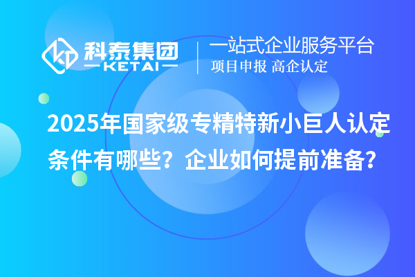 2025年國家級專精特新小巨人認定條件有哪些？企業如何提前準備？