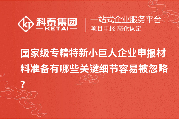 國家級專精特新小巨人企業申報材料準備有哪些關鍵細節容易被忽略？