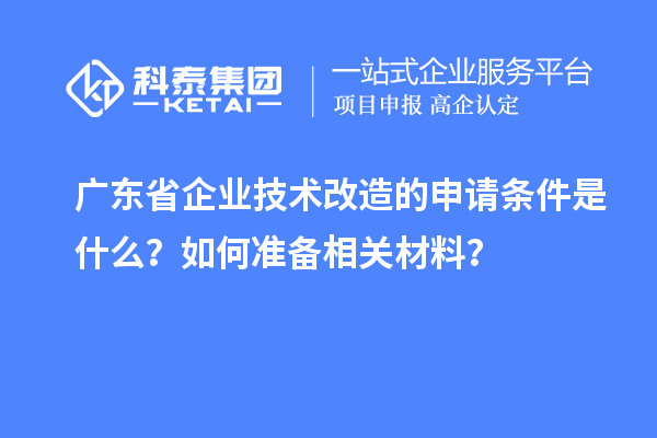 廣東省企業技術改造的申請條件是什么？如何準備相關材料？
