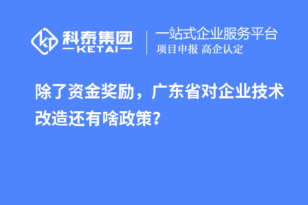 除了資金獎勵，廣東省對企業技術改造還有啥政策？