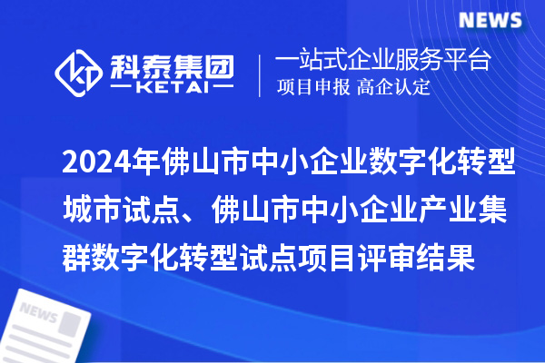 2024年佛山市中小企業數字化轉型城市試點、佛山市中小企業產業集群數字化轉型試點項目評審結果的公示