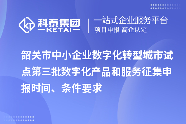 韶關市中小企業數字化轉型城市試點第三批數字化產品和服務征集申報時間、條件要求