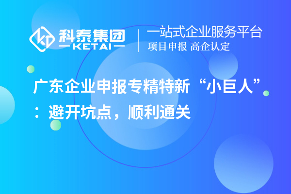 廣東企業申報專精特新 “小巨人”：避開坑點，順利通關