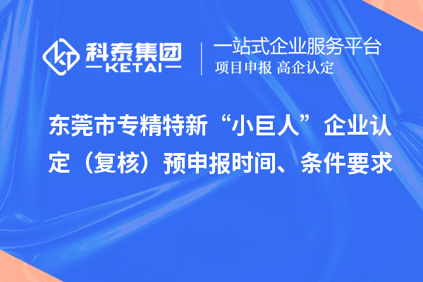 東莞市專精特新“小巨人”企業認定（復核）預申報時間、條件要求
