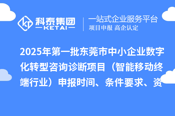 2025年第一批東莞市中小企業數字化轉型咨詢診斷項目（智能移動終端行業）申報時間、條件要求、資助獎勵