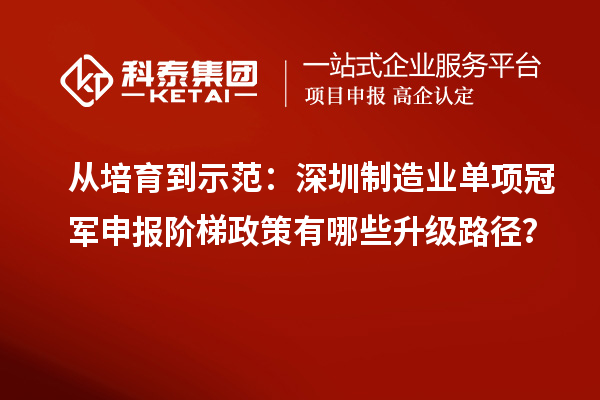 從培育到示范：深圳制造業單項冠軍申報階梯政策有哪些升級路徑？