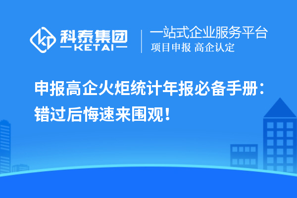 申報高企火炬統計年報必備手冊：錯過后悔速來圍觀！