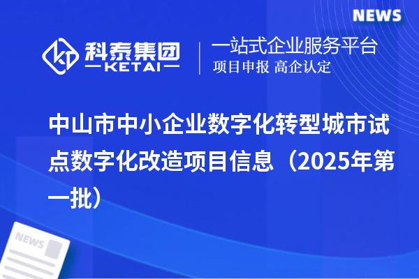中山市中小企業數字化轉型城市試點數字化改造項目信息（2025年第一批）