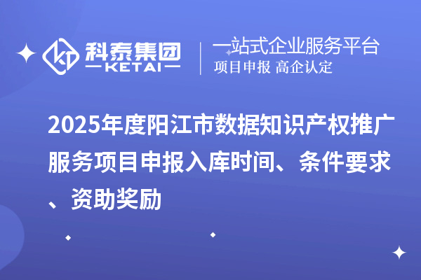 2025年度陽江市數據知識產權推廣服務項目申報入庫時間、條件要求、資助獎勵