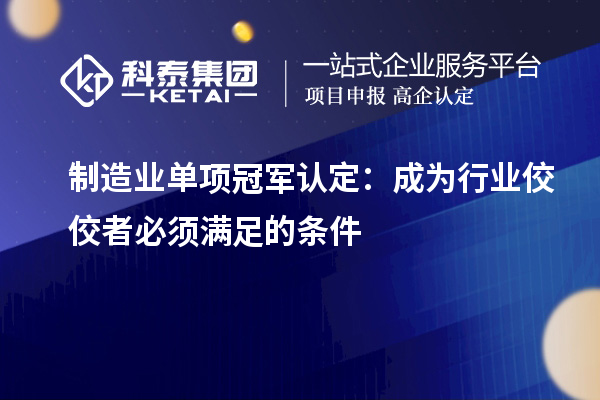 制造業單項冠軍認定：成為行業佼佼者必須滿足的條件