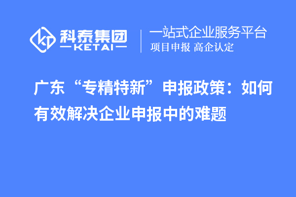 廣東“專精特新”申報政策：如何有效解決企業申報中的難題