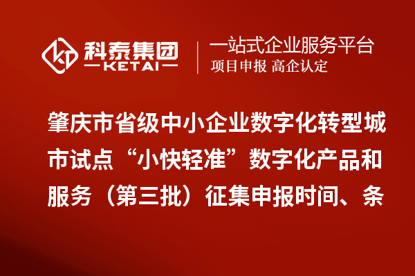 肇慶市省級中小企業數字化轉型城市試點“小快輕準”數字化產品和服務（第三批）征集申報時間、條件要求、扶持獎勵