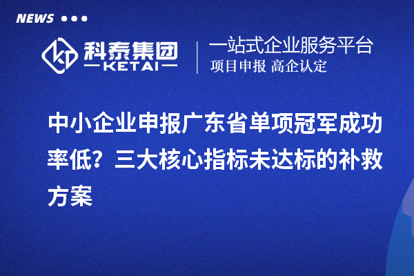 中小企業申報廣東省單項冠軍成功率低？三大核心指標未達標的補救方案
