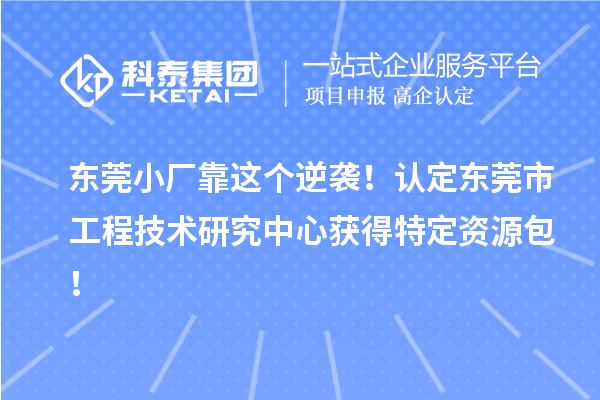 東莞小廠靠這個逆襲！認定東莞市工程技術研究中心獲得特定資源包！