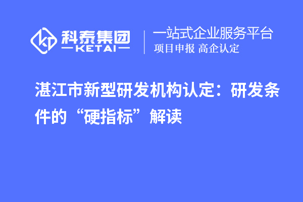 湛江市新型研發機構認定：研發條件的“硬指標”解讀