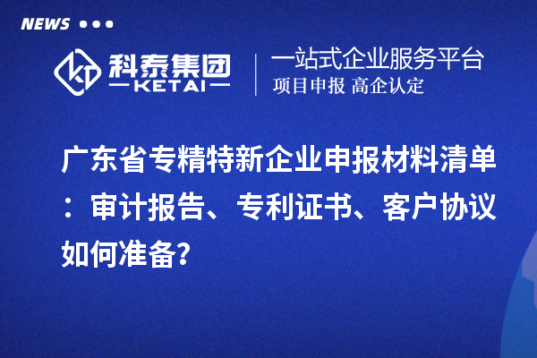 廣東省專精特新企業申報材料清單：審計報告、專利證書、客戶協議如何準備？