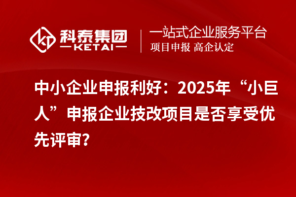 中小企業申報利好：2025年“小巨人”申報企業技改項目是否享受優先評審？