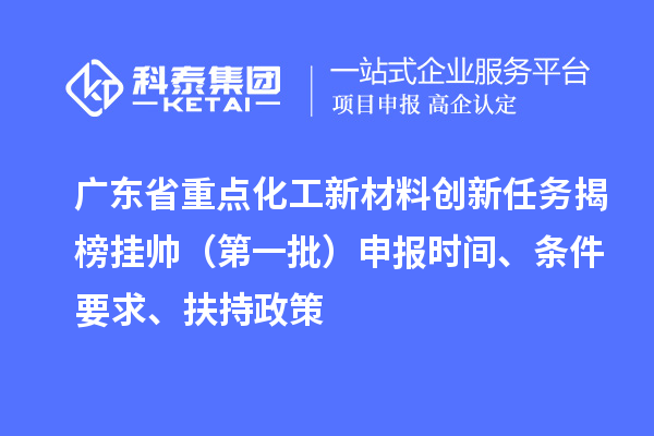 廣東省重點化工新材料創新任務揭榜掛帥（第一批）申報時間、條件要求、扶持政策