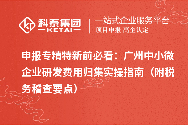 申報專精特新前必看：廣州中小微企業研發費用歸集實操指南（附稅務稽查要點）