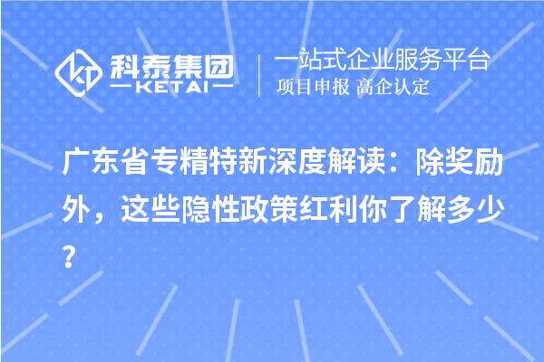廣東省專精特新深度解讀：除獎勵外，這些隱性政策紅利你了解多少？
