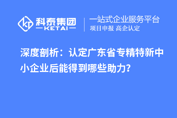 深度剖析：認定廣東省專精特新中小企業后能得到哪些助力？