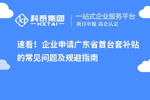速看！企業申請廣東省首臺套補貼的常見問題及規避指南