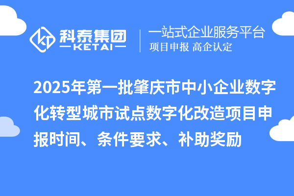2025年第一批肇慶市中小企業數字化轉型城市試點數字化改造項目申報時間、條件要求、補助獎勵