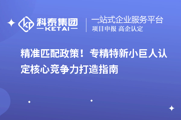 精準匹配政策！專精特新小巨人認定核心競爭力打造指南