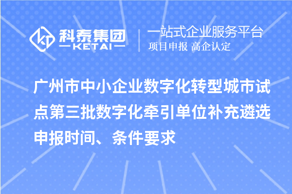 廣州市中小企業數字化轉型城市試點第三批數字化牽引單位補充遴選申報時間、條件要求