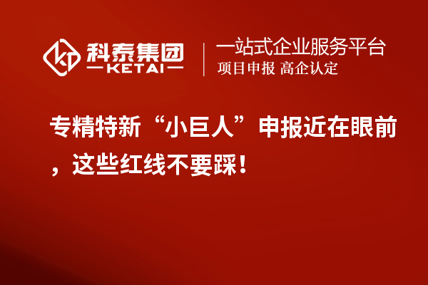 專精特新“小巨人”申報近在眼前，這些紅線不要踩！