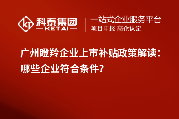 廣州瞪羚企業上市補貼政策解讀：哪些企業符合條件？