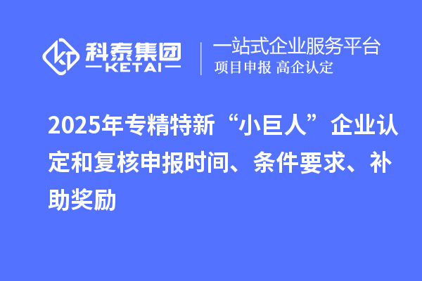 2025年專精特新“小巨人”企業認定和復核申報時間、條件要求、補助獎勵
