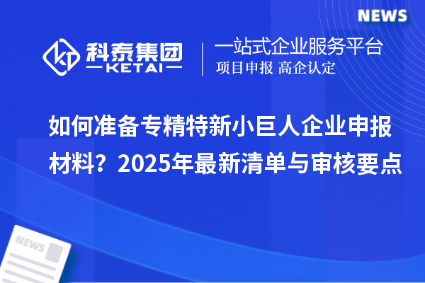 如何準備專精特新小巨人企業申報材料？2025年最新清單與審核要點