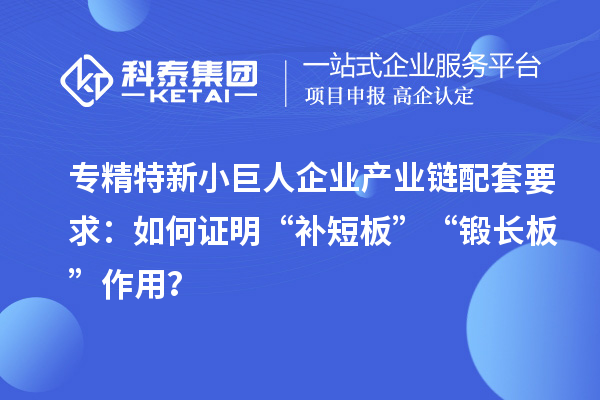 專精特新小巨人企業產業鏈配套要求：如何證明“補短板”“鍛長板”作用？
