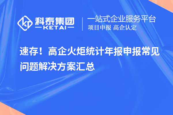 速存！高企火炬統計年報申報常見問題解決方案匯總