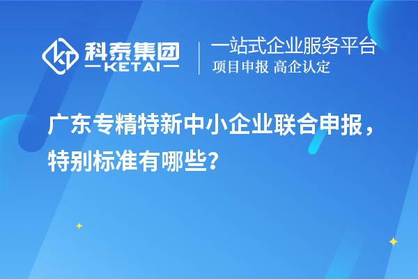 廣東專精特新中小企業聯合申報，特別標準有哪些？