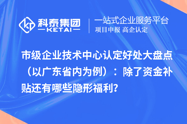 市級企業技術中心認定好處大盤點（以廣東省內為例）：除了資金補貼還有哪些隱形福利？