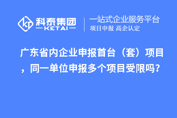 廣東省內企業申報首臺（套）項目，同一單位申報多個項目受限嗎？