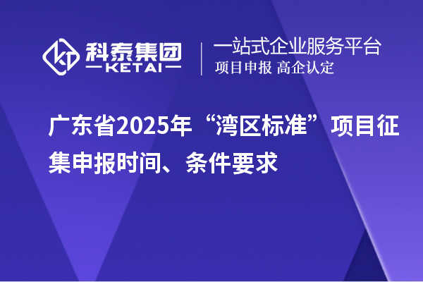 廣東省2025年“灣區標準”項目征集申報時間、條件要求